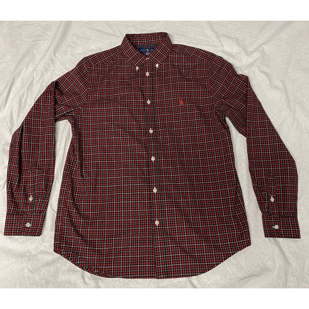 Polo Ralph Lauren Plaid Button Down Shirt Mens XL Red Black Check Pony Logo